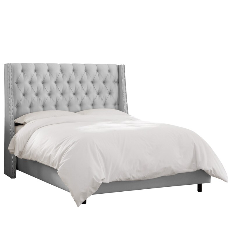Skyline Furniture Nail On Tufted Wingback Shantung Fabric Skyline Furniture Nail On Tufted Wingback Shantung Fabric Upholstered Full Size Bed Silver Pcrichard Com 121nbbednslv