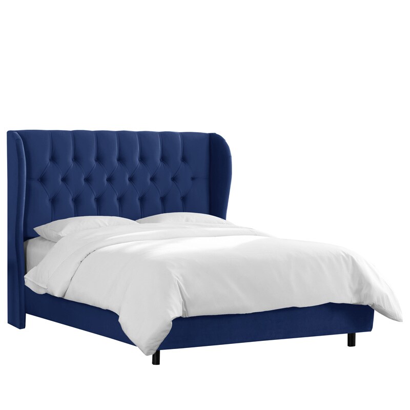 Skyline Furniture Tufted Wingback Velvet Fabric Upholstered Skyline Furniture Tufted Wingback Velvet Fabric Upholstered California King Size Bed Navy Blue Pcrichard Com 414bedvlvnv