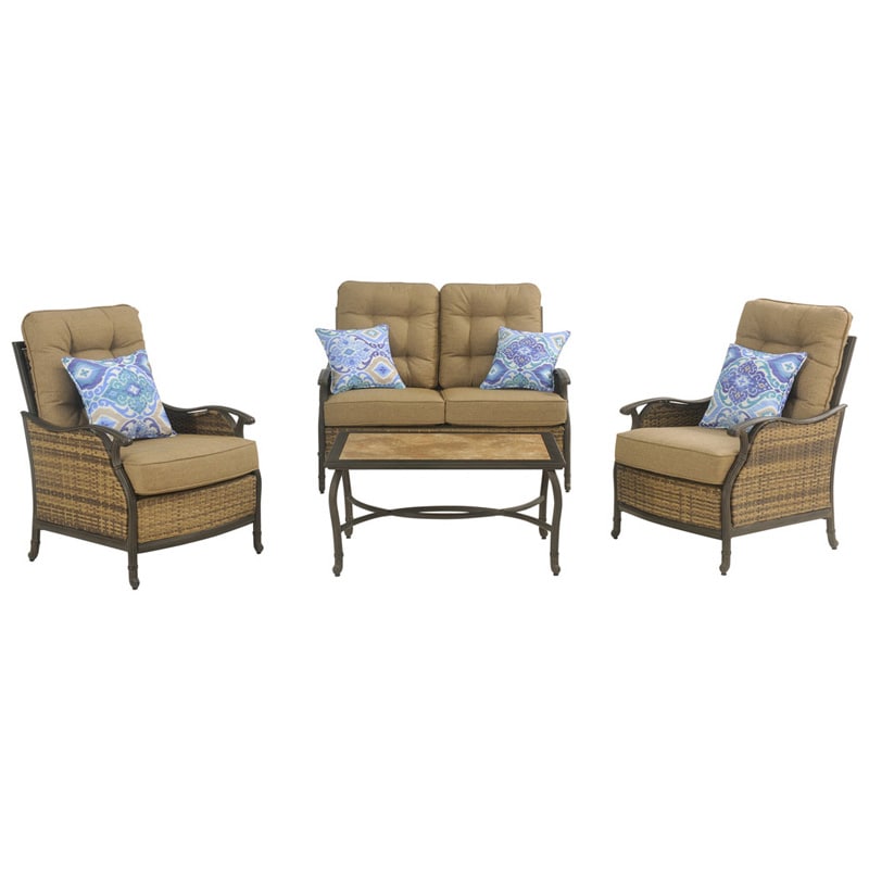 Hanover Hudson Square 4Piece Patio Furniture Seating Set with Tile Top