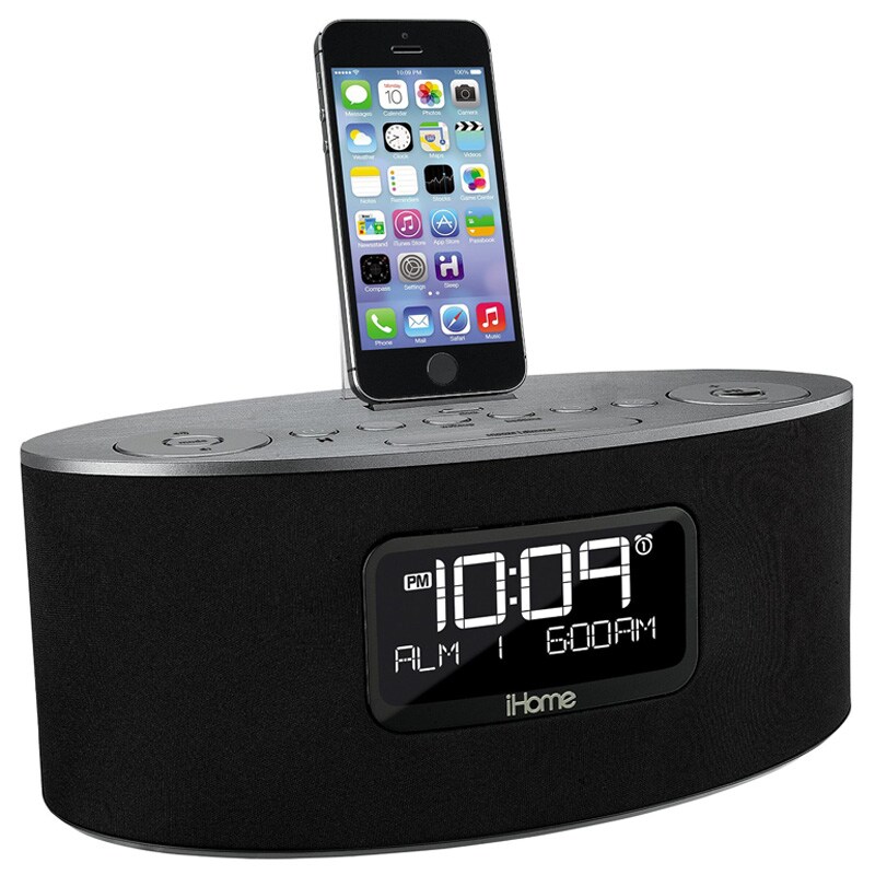 iHome iDL46 Lightning Dock Clock Radio and USB Charge/Play for iPad
