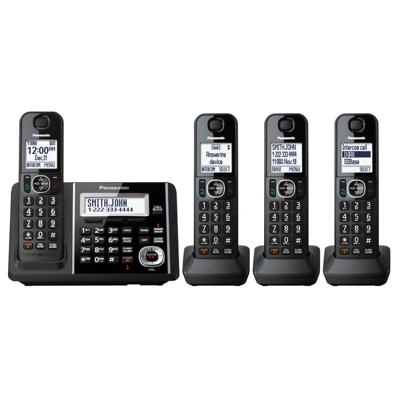 Panasonic Digital Cordless Phone And Answering Machine With 4 Handsets