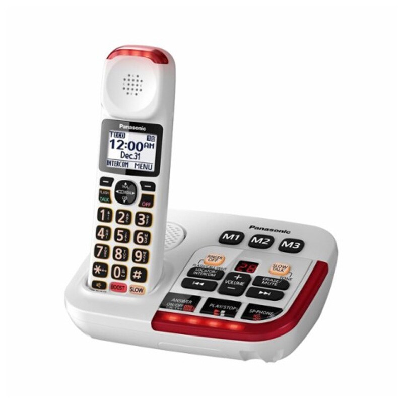 Panasonic White Amplified Cordless Phone With Digital Answering Machine KXTGM420W PCRichard