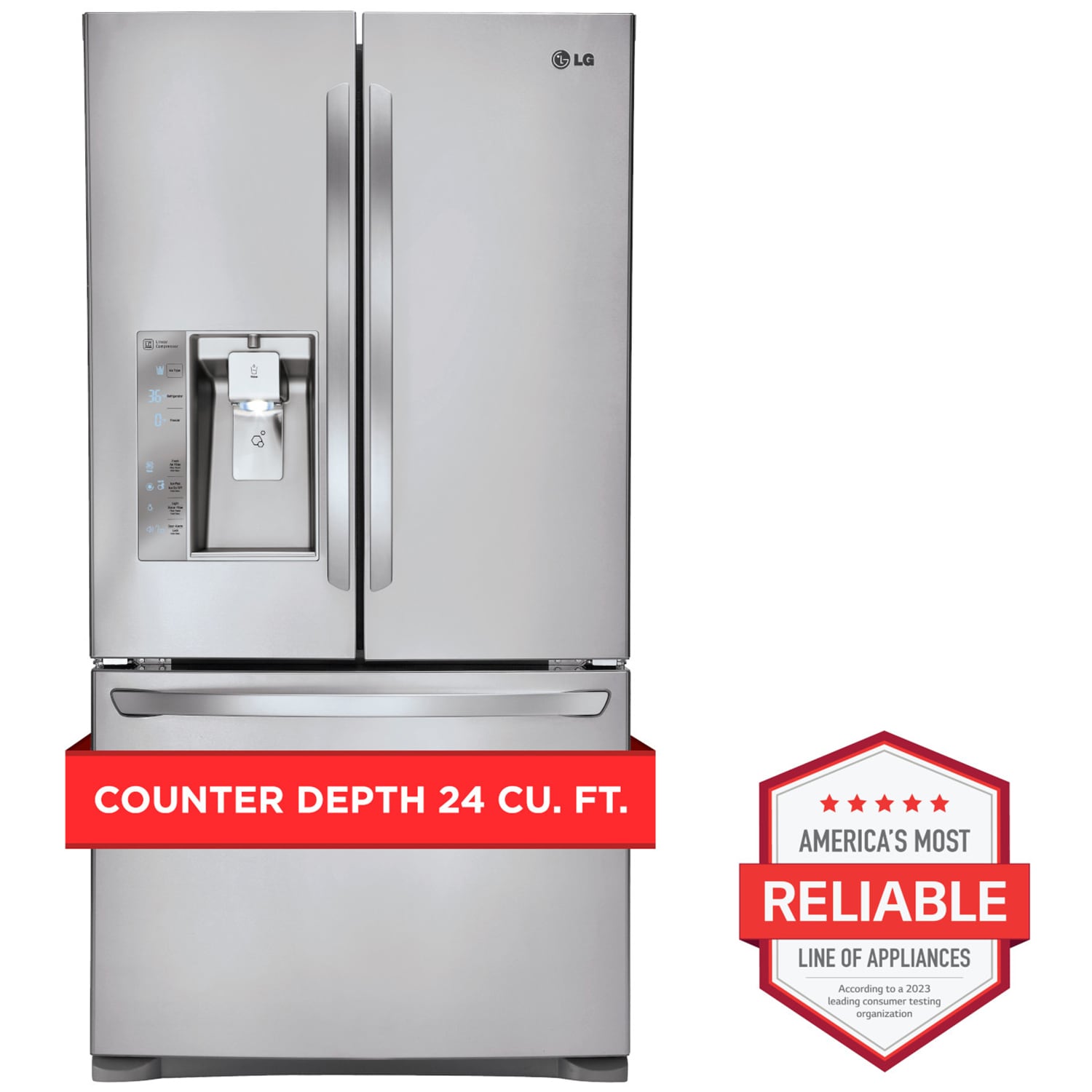 LG 24.0 Cu. Ft. French Door Refrigerator Stainless Steel PCRichard