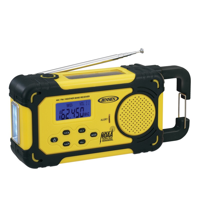 Jensen Emergency Solar Hand Crank AM/FM/Weather Flashlight Radio