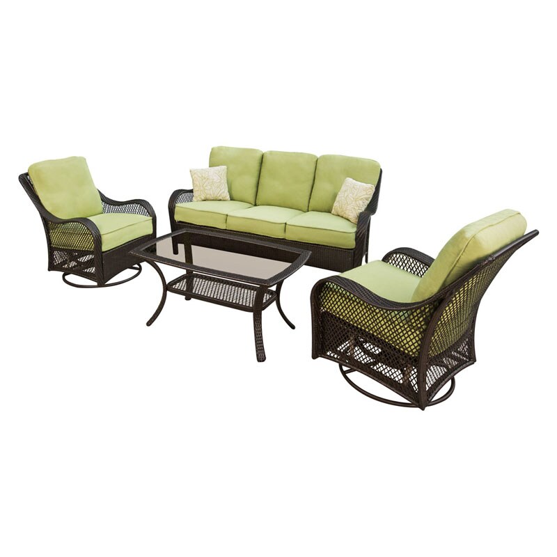 Hanover Orleans 4 Piece Patio Furniture Seating Set With Glass Top