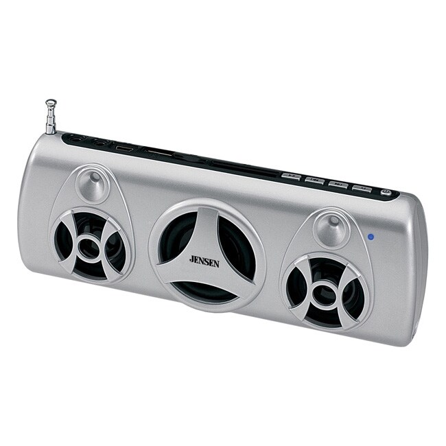 Jensen Portable Stereo Speaker with FM Radio Silver
