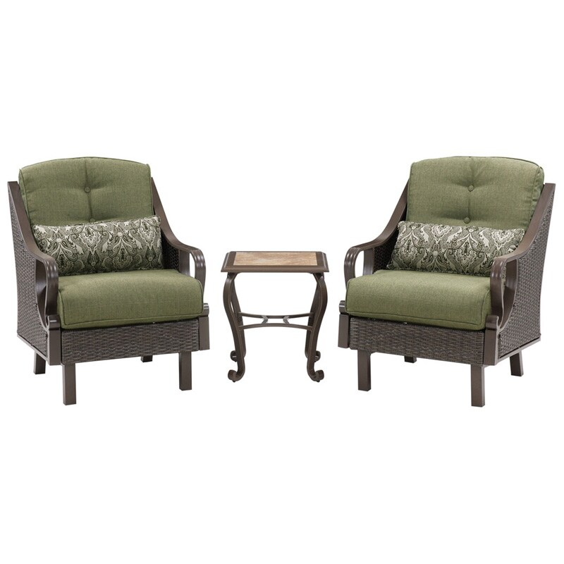 Hanover Ventura 3 Piece Patio Furniture Chat Set With Side Table Hanover Ventura 3 Piece Patio Furniture Chat Set With Side Table Meadow Green Pcrichard Ventura3mdw