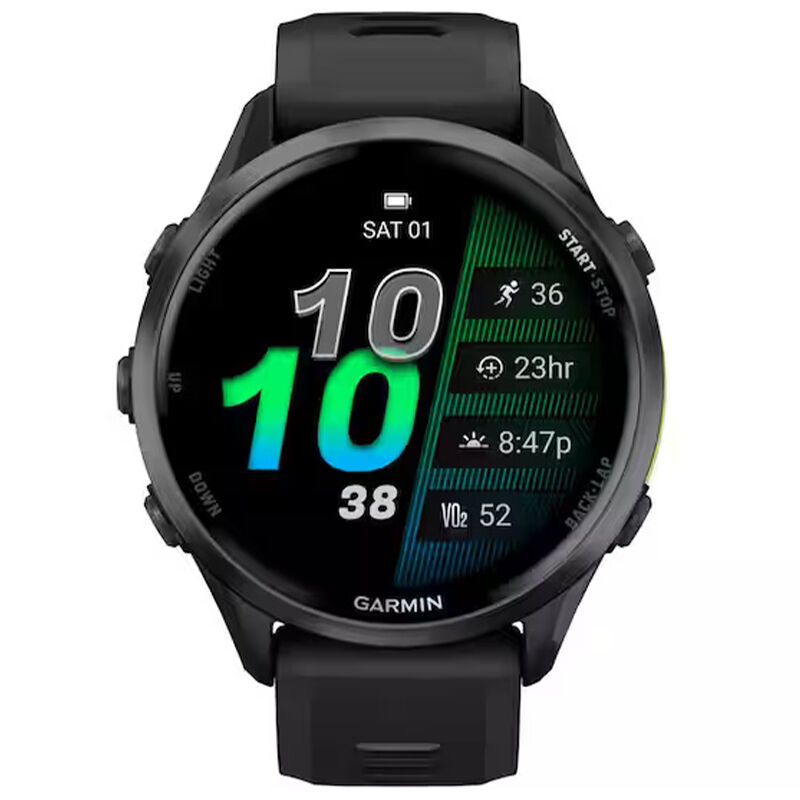 Garmin Forerunner 970 Carbon Gray DLC Titanium with Black Case and Black/Translucent Whitestone Band, , hires