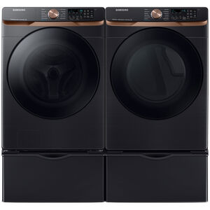 Samsung 5.0 cu. ft. Smart Stackable Front Load Washer with Sanitize Cycle, Steam Wash & MultiControl - Brushed Black, Brushed Black, hires