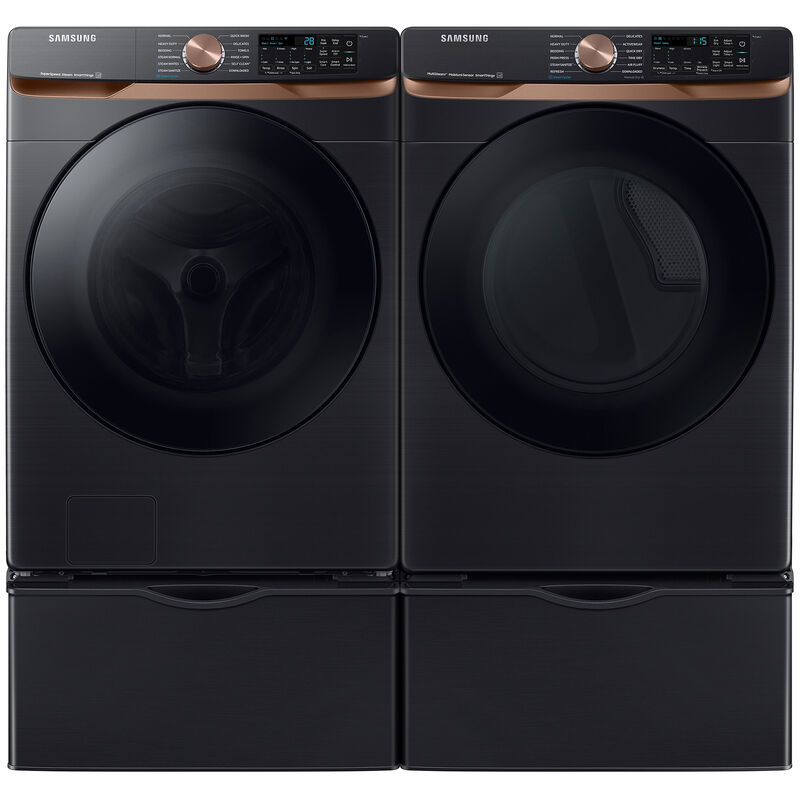 Samsung 5.0 cu. ft. Smart Stackable Front Load Washer with Sanitize Cycle, Steam Wash & MultiControl - Brushed Black, Brushed Black, hires