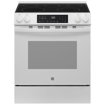 GE 500 Series 30 in. 5.3 cu. ft. Slide-In Electric Range with Radiant Burners - White | GRS500PVWW