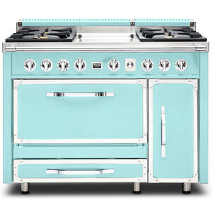 Viking 48 in. 6.2 cu. ft. Convection Double Oven Freestanding Dual Fuel Range with 4 Sealed Burners & Griddle - Bywater Blue, , hires