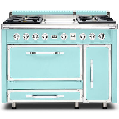 Viking 48 in. 6.2 cu. ft. Convection Double Oven Freestanding Dual Fuel Range with 4 Sealed Burners & Griddle - Bywater Blue | TVDR4814GBW