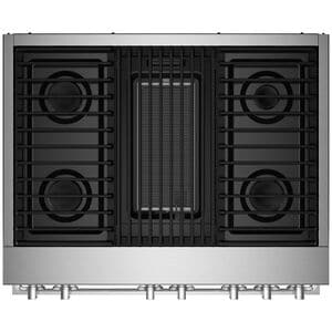JennAir Noir Series 36 in. 5.1 cu. ft. Smart True European Convection Dual Fuel Range with 4 Sealed Burners & Grill - Stainless Steel, , hires