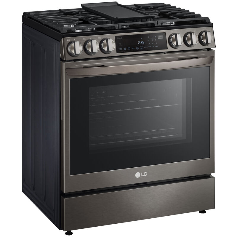 LG 30 in. 6.3 cu. ft. Smart Air Fry Convection Oven Slide-In Gas Range with 5 Sealed Burners & Griddle - Black with Stainless Steel, Black with Stainless Steel, hires