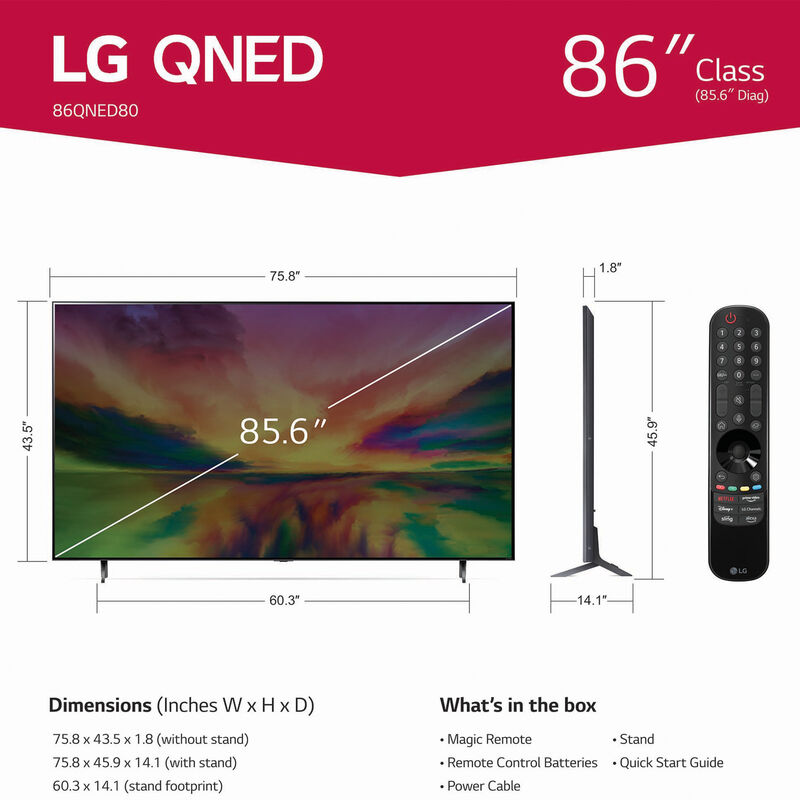 LG - 86" Class QNED80 Series QNED 4K UHD Smart WebOS TV, , hires