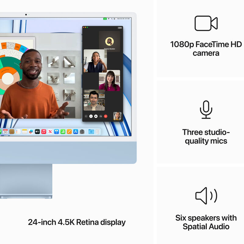 Apple iMac 24" (Late 2023) with Apple M3, 4.5K Retina Display, 8GB RAM, 256GB SSD, 8-core CPU, 10-core GPU, Blue, , hires