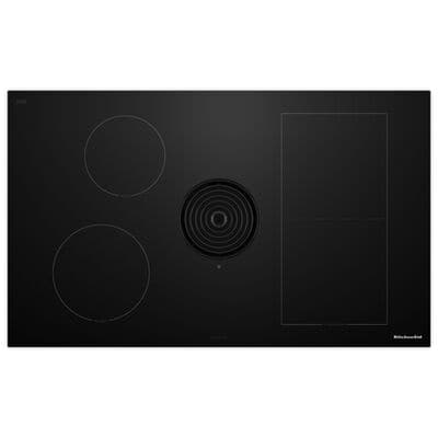 KitchenAid 36 in. 4-Burner Induction Cooktop with Bridge XL Even-Heat Zone, Downdraft, Simmer & Power Burner - Black | KCID936SBL