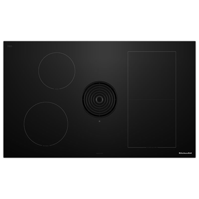 KitchenAid 36 in. 4-Burner Induction Cooktop with Bridge XL Even-Heat Zone, Downdraft, Simmer & Power Burner - Black, , hires