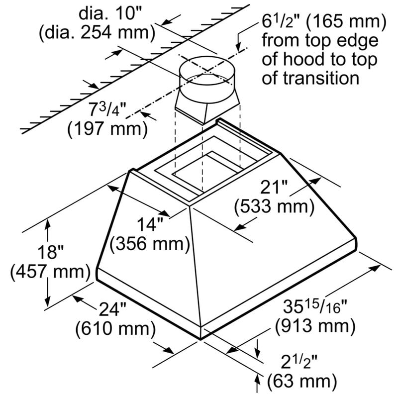 Thermador Professional Series 36 in. Ducted Chimney Style Range Hood with 4 Fan Speeds & 2 LED Lights - Stainless Steel, , hires
