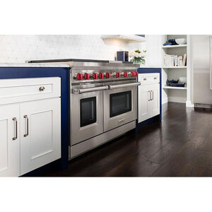 Wolf 48 in. 6.9 cu. ft. Standard Convection Double Oven Gas Range with 6 Sealed Burners & Grill - Stainless Steel, , hires