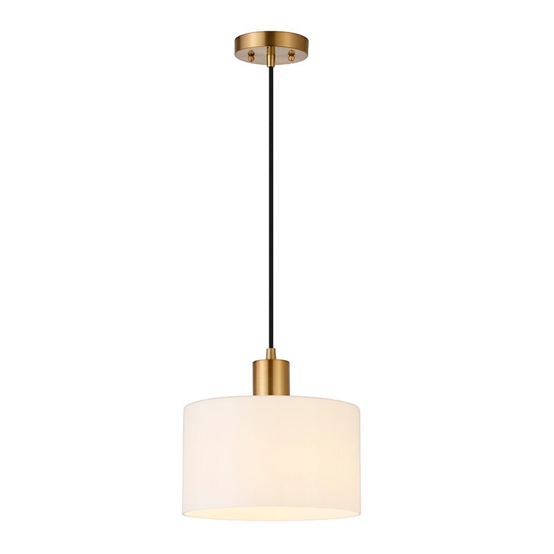 Hudson & Canal Henri 10 in. Pendant with White Milk Glass - Brass, , hires