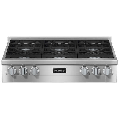 Miele Professional Series 36 in. Natural Gas Cooktop with 6 Sealed Burners - Clean Steel | KMR1134-3G