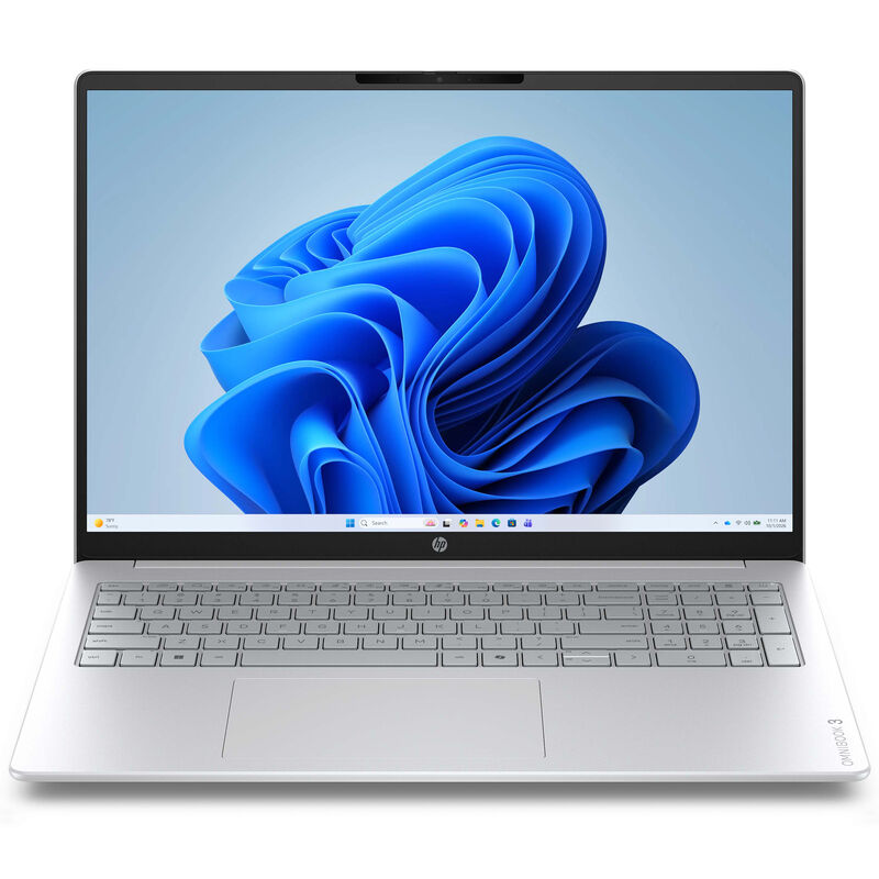 HP OmniBook 3 16 in. Touch Screen Notebook with Copilot, AMD Ryzen 3 30, 2.4 GHz, 4-Core CPU, AMD Radeon 610M GPU, 8 GB RAM, 256 GB SSD, up to 14.25 Hrs. of Battery Life & Windows 11 Home - Glacier Silver, , hires