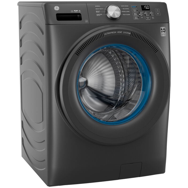 GE 28 in. 4.6 cu. ft. Smart Stackable Front Load Washer with Sanitize with Oxi - Carbon Graphite, , hires