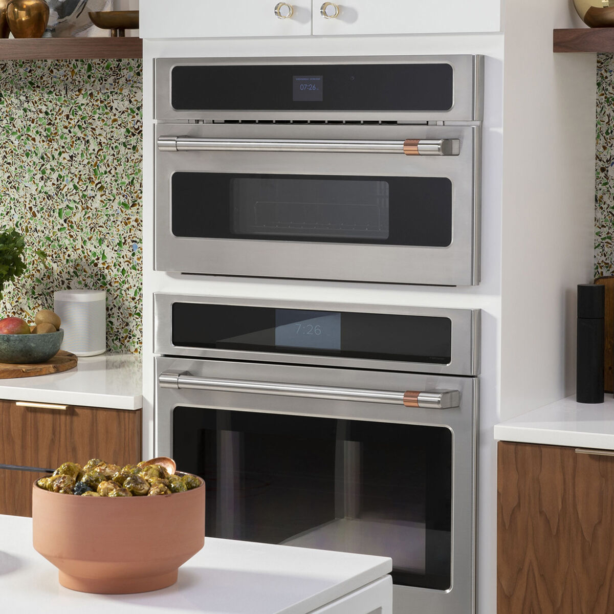 Cafe 30inch 1.3 Cu. Ft. Electric Wall Oven with True European Convection Steam Clean Stainless Steel