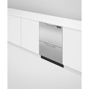 Fisher & Paykel Series 7 24 in. Smart Double Drawer with Front Control, 42 dBa Sound Level & Pocket - Stainless Steel, , hires