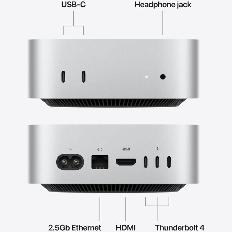 Apple Mac Mini with Apple M6 12-Core CPU, 12-Core GPU, 16 GB RAM, 256 GB SSD & Mac OS - Silver, , hires