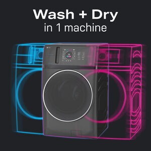 GE Profile 28 in. 4.8 cu. ft. UltraFast Smart Electric Front Load Ventless All-in-One Combo with Heat Pump, Sensor Dry, Sanitize & Steam Cycle - Carbon Graphite, , hires