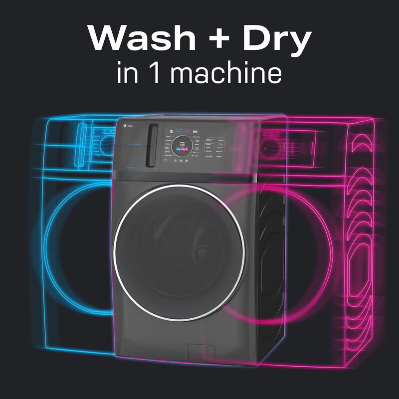 GE Profile 28 in. 4.8 cu. ft. UltraFast Smart Electric Front Load Ventless All-in-One Combo with Heat Pump, Sensor Dry, Sanitize & Steam Cycle - Carbon Graphite, , hires