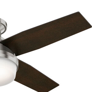 Hunter 44" Dempsey Low Profile Ceiling Fan with LED Light Kit and Handheld Remote - Brushed Nickel, Brushed Nickel, hires