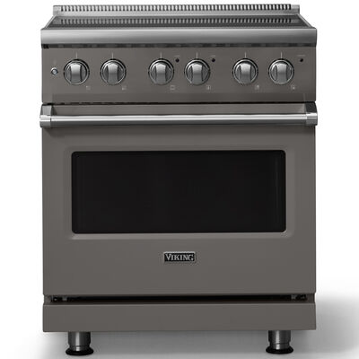 Viking 5 Series 30 in. 4.7 cu. ft. True European Convection Electric Range with Smoothtop Burners - Damascus Gray | VER53044BDG