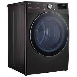 LG 27 in. 7.4 cu. ft. Smart Stackable Round-Door Electric Dryer with Tempered Glass, Built-In Intelligence, Sensor Dry, Turbo Steam, Sanitize & Steam Cycle - Black Steel, Black Steel, hires