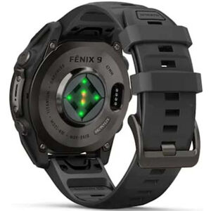Garmin fenix 9 47 mm, AMOLED Smart Watch - Carbon Gray DLC Titanium with Black Silicone Band, , hires