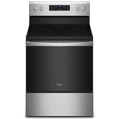 Whirlpool 30 in. 5.3 cu. ft. Air Fry Convection Oven Freestanding Electric Range with 5 Smoothtop Burners - Stainless Steel | WFE535S0LS