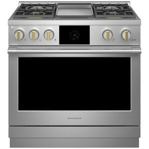 Monogram Statement Series 36 in. 5.7 cu. ft. Smart Air Fry True European Convection Dual Fuel Range with 4 Sealed Burners & Griddle - Stainless Steel, , hires