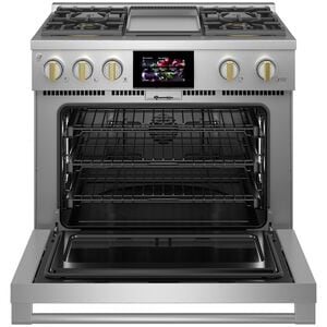 Monogram Statement Series 36 in. 5.7 cu. ft. Smart Air Fry True European Convection Dual Fuel Range with 4 Sealed Burners & Griddle - Stainless Steel, , hires