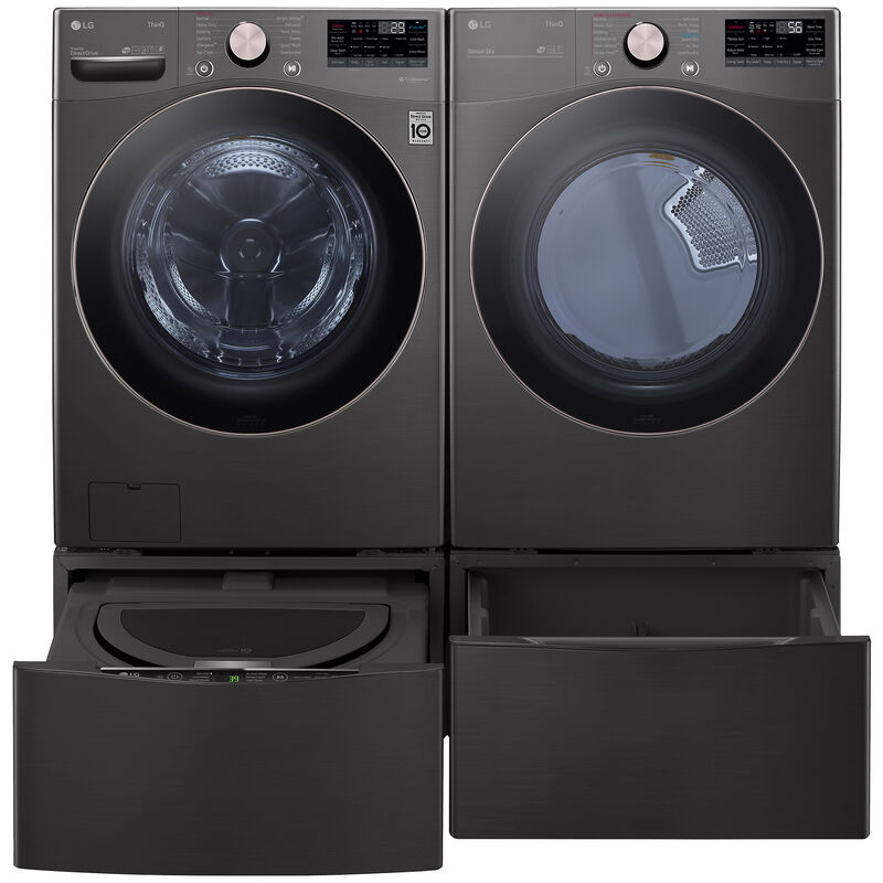 LG 27 in. 7.4 cu. ft. Electric Dryer with 12 Dryer Programs, 12 Dry Options, Sanitize Cycle, Wrinkle Care & Sensor Dry - Black Steel, Black Steel, hires