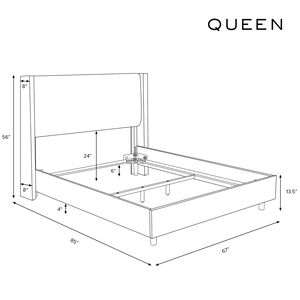 Skyline Furniture Linen Fabric Upholstered Queen Size Wingback Bed -Navy, Navy, hires