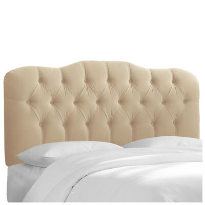 Skyline Furniture Tufted Velvet Fabric Queen Size Upholstered Headboard - Buckwheat | 742QVLVBCK