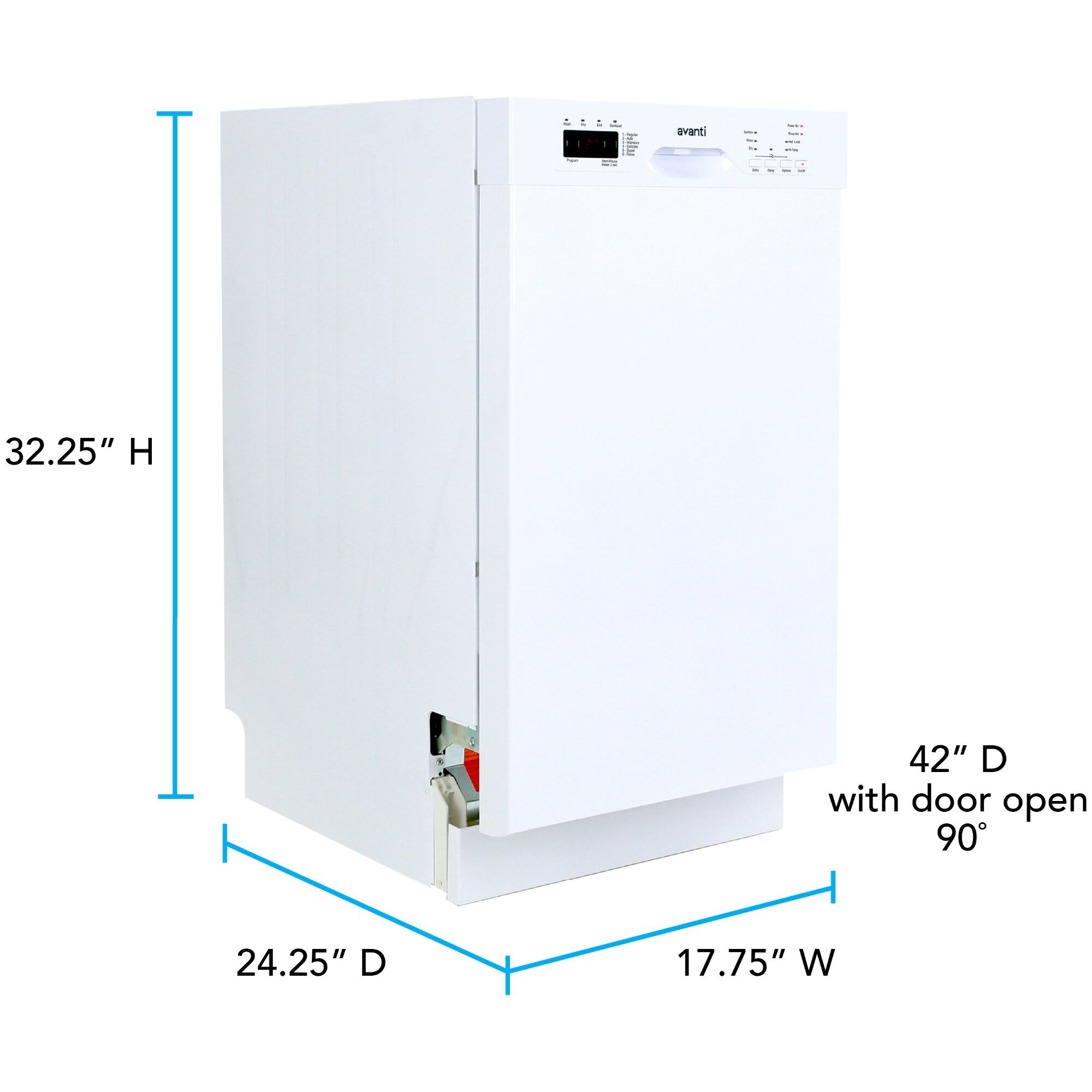 Avanti 18 in. ADA Compliant Front Control Dishwasher with 53 dBa