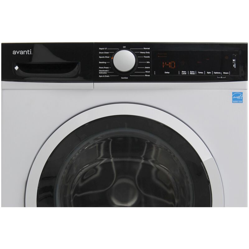 Avanti 24 in. 2.2 cu. ft. Stackable Front Load Washer with Sanitize & Steam Cycle - White, , hires