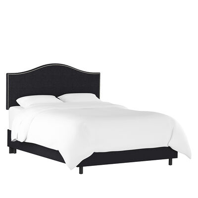 Skyline California King Nail Button Bed in Linen - Black | 914NBBEDPWLB