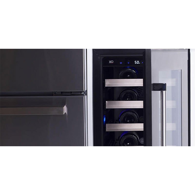 XO 24 in. Undercounter Wine Cooler with Metal Racks, Dual Temperature Zones & 46 Bottle Capacity - Black Stainless Steel, , hires