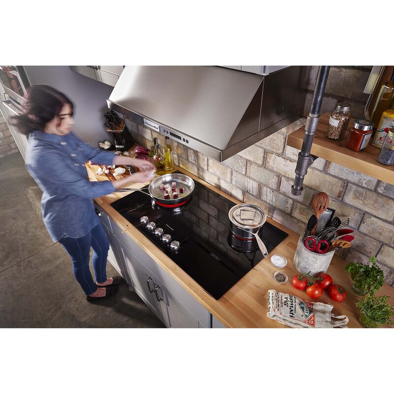 KitchenAid 36 in. 5-Burner Electric Cooktop with Simmer & Power Burner - Black, , hires