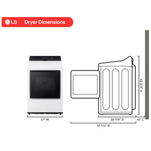 LG 27 in. 7.3 cu. ft. Smart Ventless Electric Dryer with Heat Pump & Sensor Dry - Alpine White, Alpine White, hires
